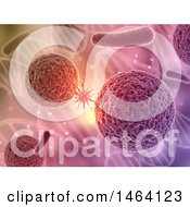 Poster, Art Print Of Background Of A 3d Virus Cell Attacking Others Over Dna Strands