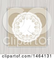 Clipart Of A Vintage Lace Invitation Design On Wood Royalty Free Vector Illustration by KJ Pargeter