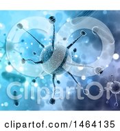 Clipart Of A Background Of 3d Virus Cells On Blue Royalty Free Illustration