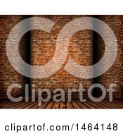 Clipart Of A 3d Old Brick Wall And Wood Floor Royalty Free Illustration