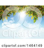 Poster, Art Print Of 3d Border Of Leaves And Blue Sky