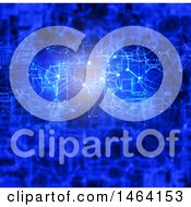 Clipart Of A Blue Digital Connections Networking Background Royalty Free Illustration