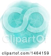 Clipart Of A Mandala Over Turquosise Watercolor Royalty Free Vector Illustration