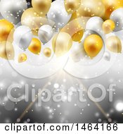 Poster, Art Print Of Background Of Gold And Silver Balloons Over Rays