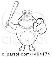 Poster, Art Print Of Black And White Bulldog Holding Up A Bat And Pointing At The Viewer
