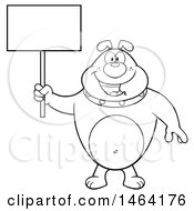 Poster, Art Print Of Black And White Bulldog Holding A Blank Sign