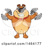 Clipart Of A Brown Bulldog Working Out With Dumbbells Royalty Free Vector Illustration by Hit Toon