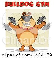 Poster, Art Print Of Brown Bulldog Working Out With Dumbbells Under Text