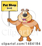 Brown Bulldog Holding A Pet Shop Sign