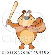 Poster, Art Print Of Brown Bulldog Holding Up A Bat And Pointing At The Viewer