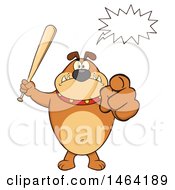 Poster, Art Print Of Brown Bulldog Holding Up A Bat And Pointing At The Viewer Under A Speech Balloon
