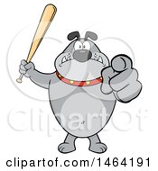 Poster, Art Print Of Gray Bulldog Holding Up A Bat And Pointing At The Viewer