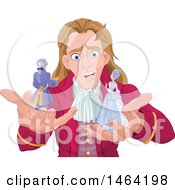 Clipart Of A Male Giant Gulliver Holding A Man And Woman Royalty Free Vector Illustration by Pushkin