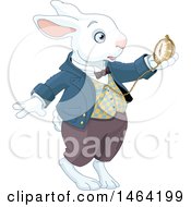 Poster, Art Print Of Late White Rabbit Of Wonderland Looking At A Watch