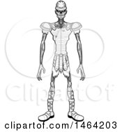 Clipart Of A Black And White Standing Draugr Royalty Free Vector Illustration