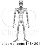 Clipart Of A Black And White Standing Ghoul Royalty Free Vector Illustration