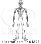 Clipart Of A Black And White Standing Zombie Royalty Free Vector Illustration