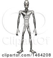 Clipart Of A Standing Alien Royalty Free Vector Illustration