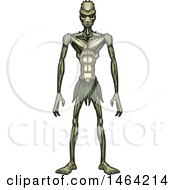 Clipart Of A Standing Lizard Man Royalty Free Vector Illustration
