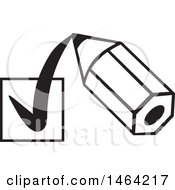 Poster, Art Print Of Black And White Short Pencil Drawing A Check Mark In A Box