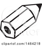 Clipart Of A Black And White Short Pencil Royalty Free Vector Illustration by Johnny Sajem