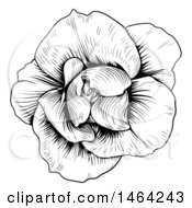 Clipart Of A Black And White Rose Flower In Woodcut Style Royalty Free Vector Illustration