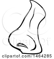 Clipart Of A Black And White Human Nose Royalty Free Vector Illustration