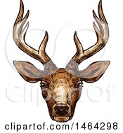 Clipart Of A Sketched Deer Royalty Free Vector Illustration by Vector Tradition SM