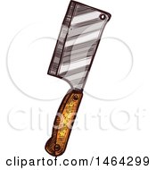 Clipart Of A Sketched Cleaver Knife Royalty Free Vector Illustration