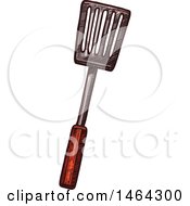 Clipart Of A Sketched Spatula Royalty Free Vector Illustration