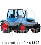 Clipart Of A Blue Tractor Royalty Free Vector Illustration