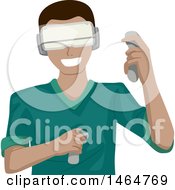 Poster, Art Print Of Teenage Guy Playing A Virtual Reality Game