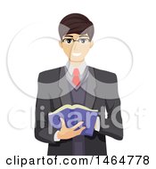 Poster, Art Print Of Nerdy Teenage Guy Holding A Book
