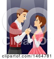 Clipart Of A Man And Woman Acting As A Prince And Princess On Stage Royalty Free Vector Illustration