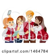 Poster, Art Print Of Group Of High School Teenage Girls Hanging Out With A Popular Guy