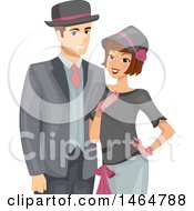 Clipart Of A Couple Dressed In Roaring Twenties Outfits Royalty Free Vector Illustration