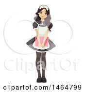 Clipart Of A Teenage Girl In A French Maid Waitress Costume Royalty Free Vector Illustration by BNP Design Studio