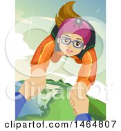 Poster, Art Print Of Teenage Girl Free Falling With A Skydiving Instructor