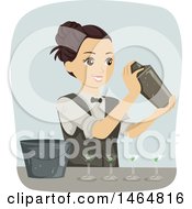 Clipart Of A Teenage Girl Preparing Cocktails Royalty Free Vector Illustration