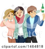 Poster, Art Print Of Teenage Couple Escorting Their Drunk Friend