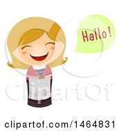 Clipart Of A Girl In A Traditional Outfit Saying Hi In Norwegian Royalty Free Vector Illustration