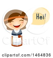 Poster, Art Print Of Girl In A Traditional Outfit Saying Hi In Finnish