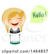 Poster, Art Print Of Girl In A Traditional Outfit Saying Hi In German