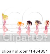 Clipart Of A Group Of Girls And Instructor Dancing Ballet Royalty Free Vector Illustration by BNP Design Studio