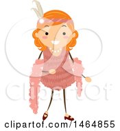 Clipart Of A Flapper Girl In A Pink Dress Royalty Free Vector Illustration