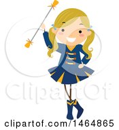 Poster, Art Print Of Majorette Dancer Girl With A Baton