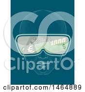 Clipart Of A Mesh Face Wearing Money Patterned Virtual Reality Glasses Royalty Free Vector Illustration