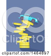 Car On Top Of A Collapsing Coin Tower