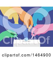 Poster, Art Print Of Colorful Hands Inserting Coins In A Donation Box