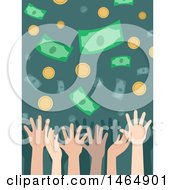 Poster, Art Print Of Hands Trying To Catch Falling Money